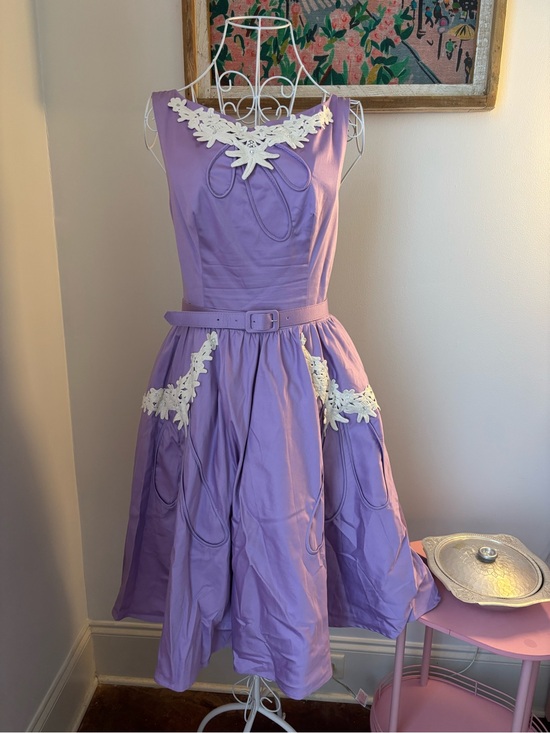 Tatyana Dresses & Skirts - Tatyana Lavender Dress with Cream Lace Applique